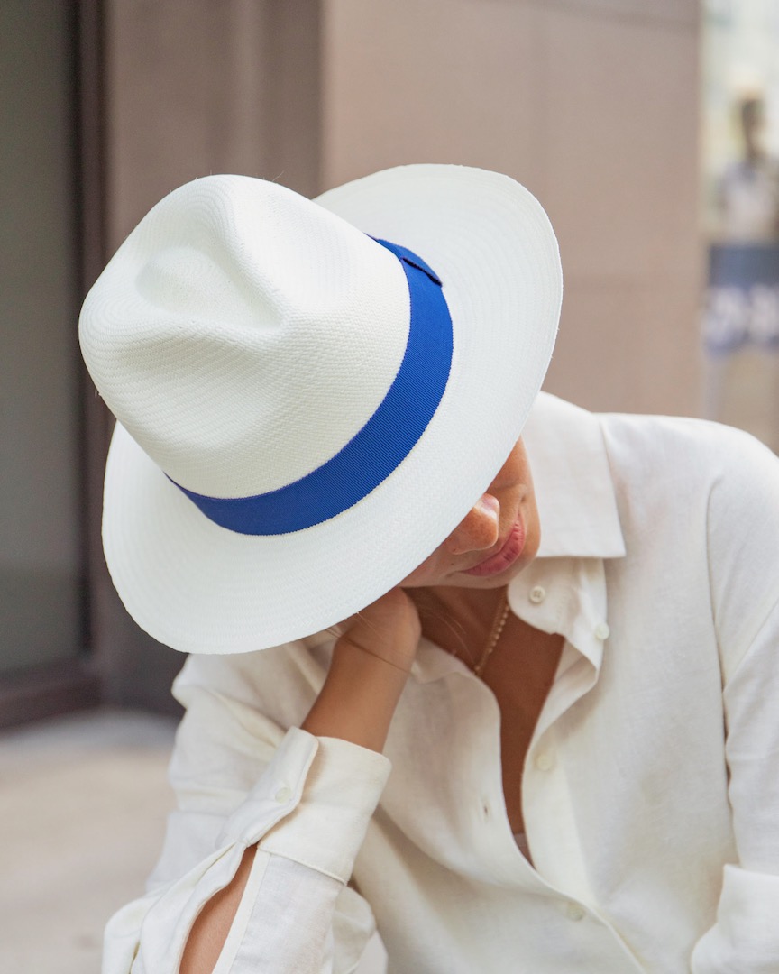 Classic fedora with blue ribbon