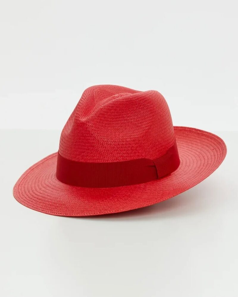 Classic red fedora with red ribbon