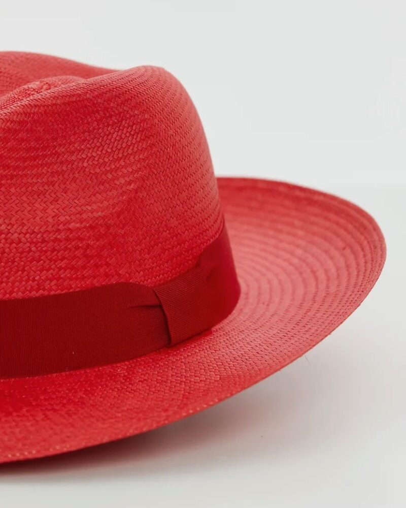 Classic red fedora with red ribbon