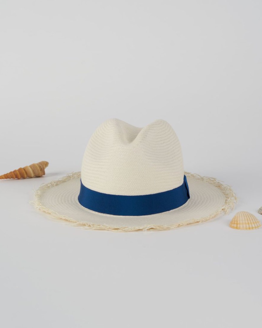 Fedora Laguna with blue ribbon