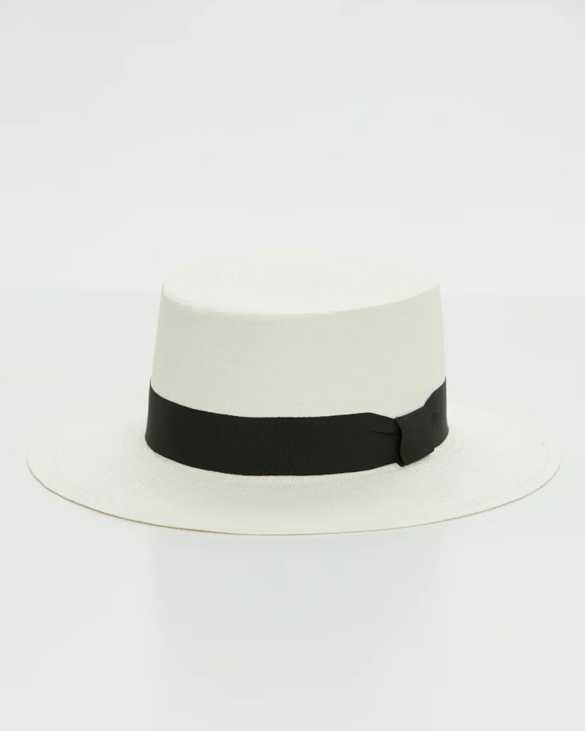 White straw canotier hat